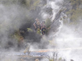 Image of a family enjoying Orakei Korako - one of NZ's best geothermal attractions