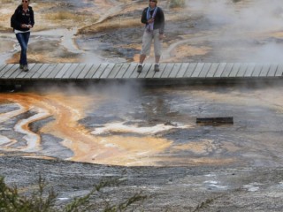Visitors enjoying the thermal wonderland of Orakei Korako