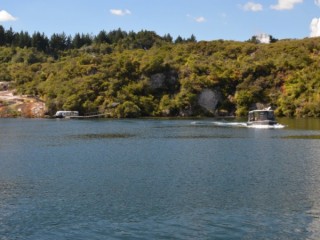 Boats crossing the Waikato River