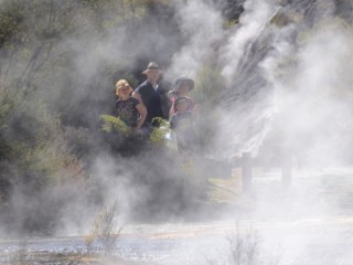 Family checking out the Geothermal Activity